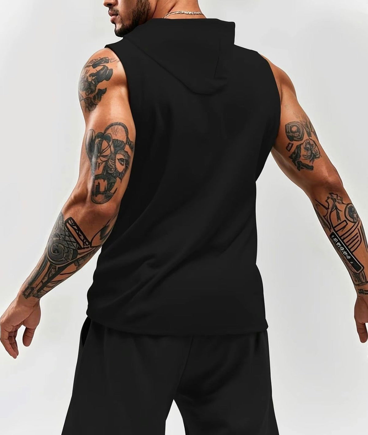 Men’s Black Sleeveless Hoodie & Shorts Set 🌴 VibeFlex Sports