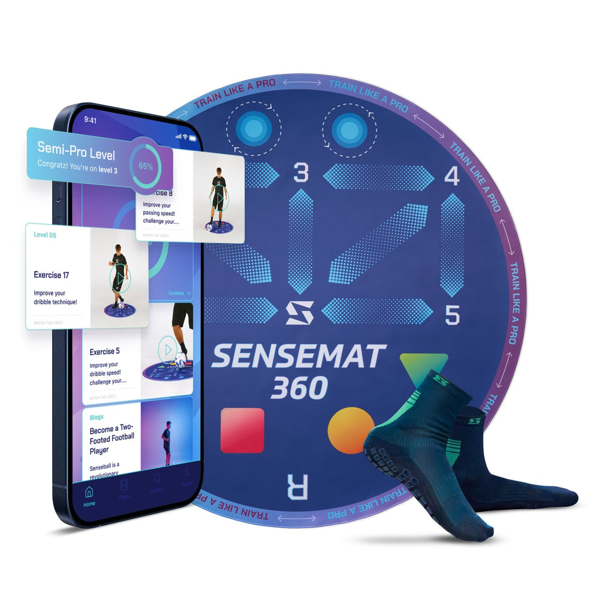 Soccer Training Mat : Pro-Level Cognitive Footwork Mat - SenseMat 360 LUX