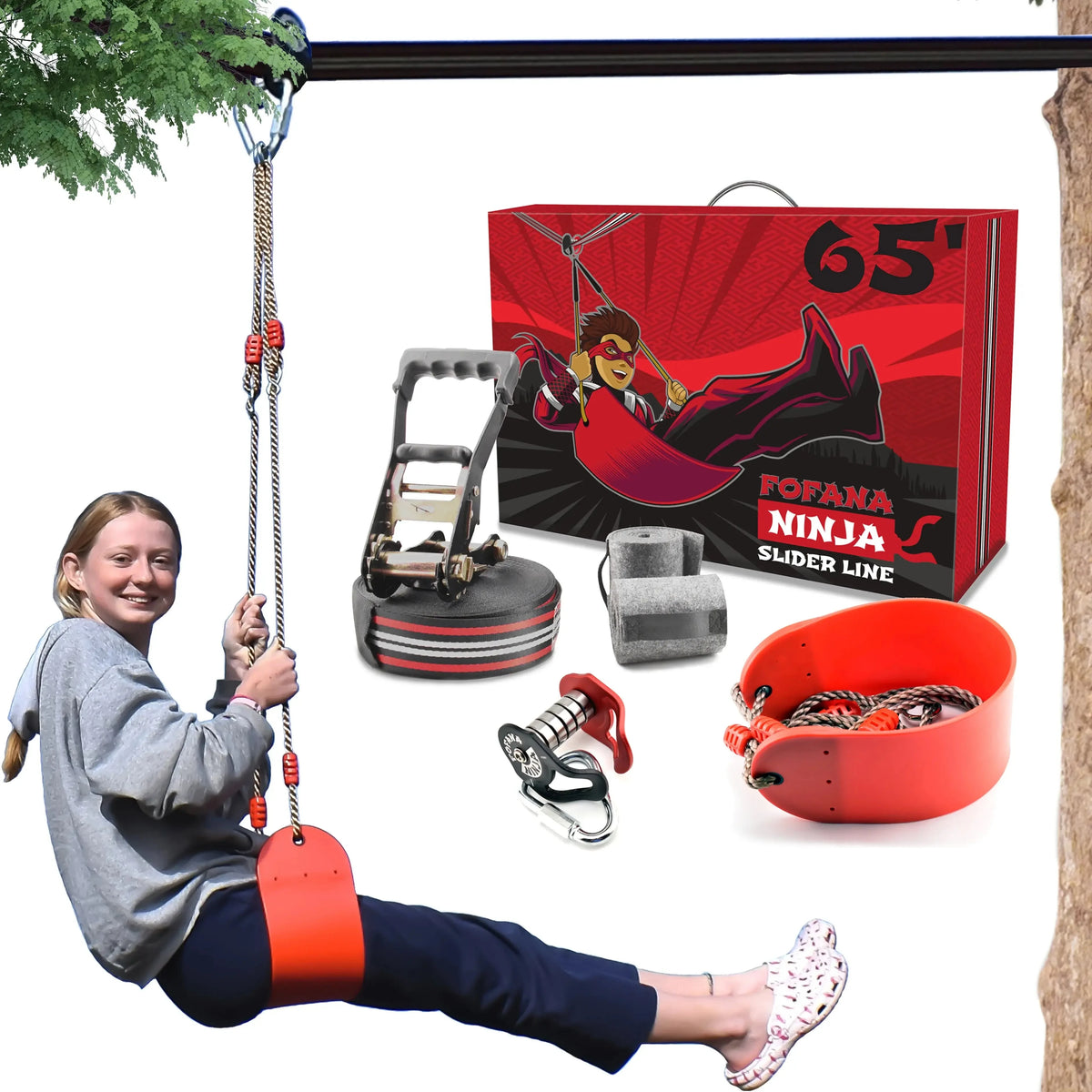 FOFANA Ninja Slackline Obstacle Course Kit 65 Feet Fofana