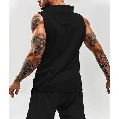 Men’s Black Sleeveless Hoodie & Shorts Set 🌴 VibeFlex Sports